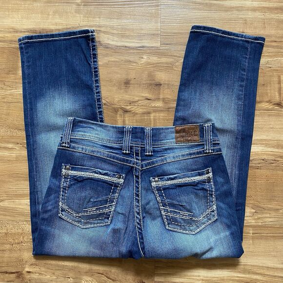 BKE 28 Harper Jeans Dark Wash Blue Denim Cropped Straight Western Cowgirl Rock - Picture 6 of 16